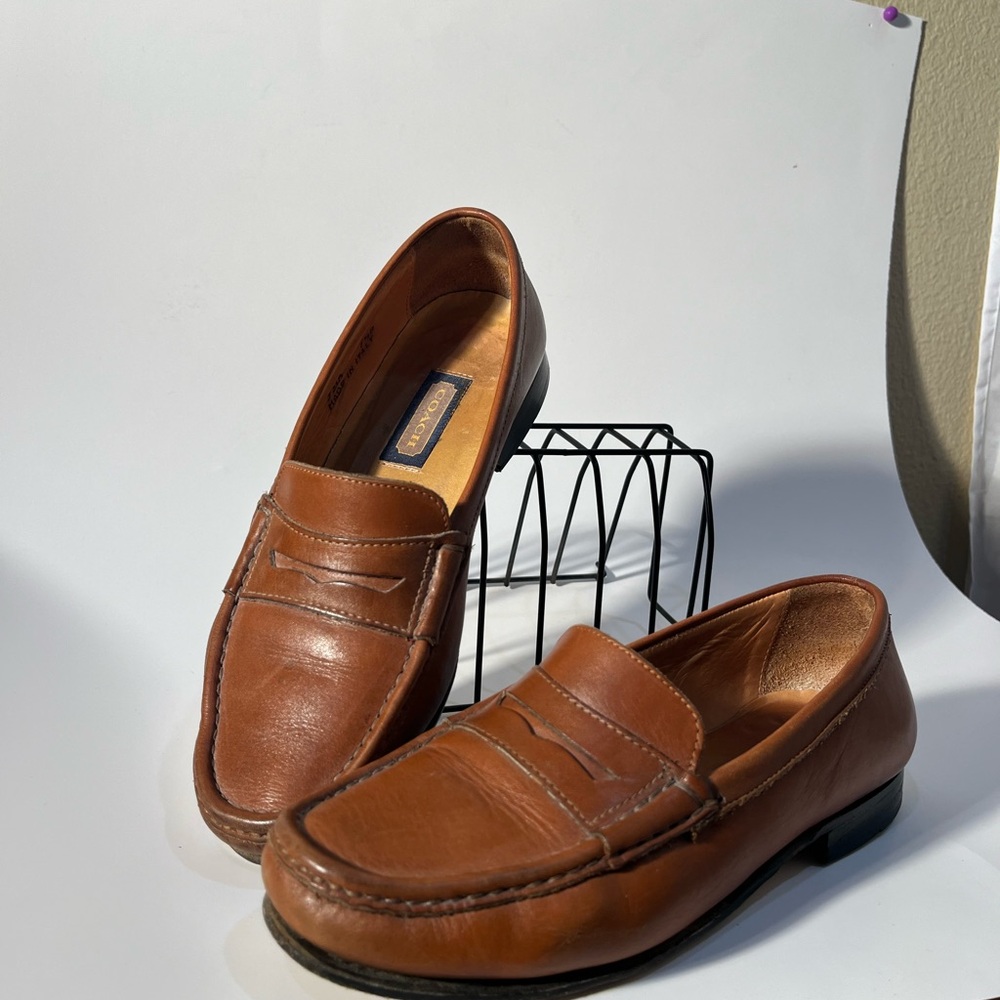 Coach Tan Leather Slip-On Loafers